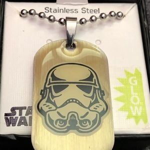Disney Star Wars Lucasfilms Stainless Steel Stormtrooper 16” Glow Pendant New